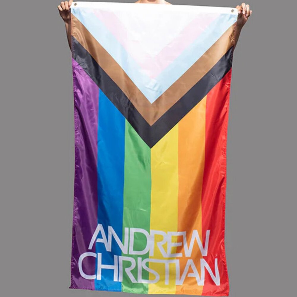 Andrew Christian "LGBTQ" PRIDE Diversity Flag - Rainbow Colors - 59"s L x 35.5"w